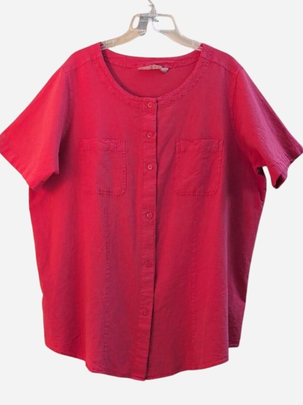 Woman Within Pink Button-Front Cotton Top Size 1X